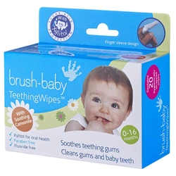 BRUSH BABY Gaziki Higieniczne Z Rumiankiem Oraz Z Xylitolem Do Czyszczenia Dziąseł 0-16m 20szt.