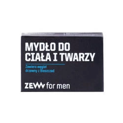 ZEW FOR MEN Mydło 3w1 Do Twarzy, Ciała I Włosów Zawiera Węgiel Drzewny Z Bieszczad 85ml