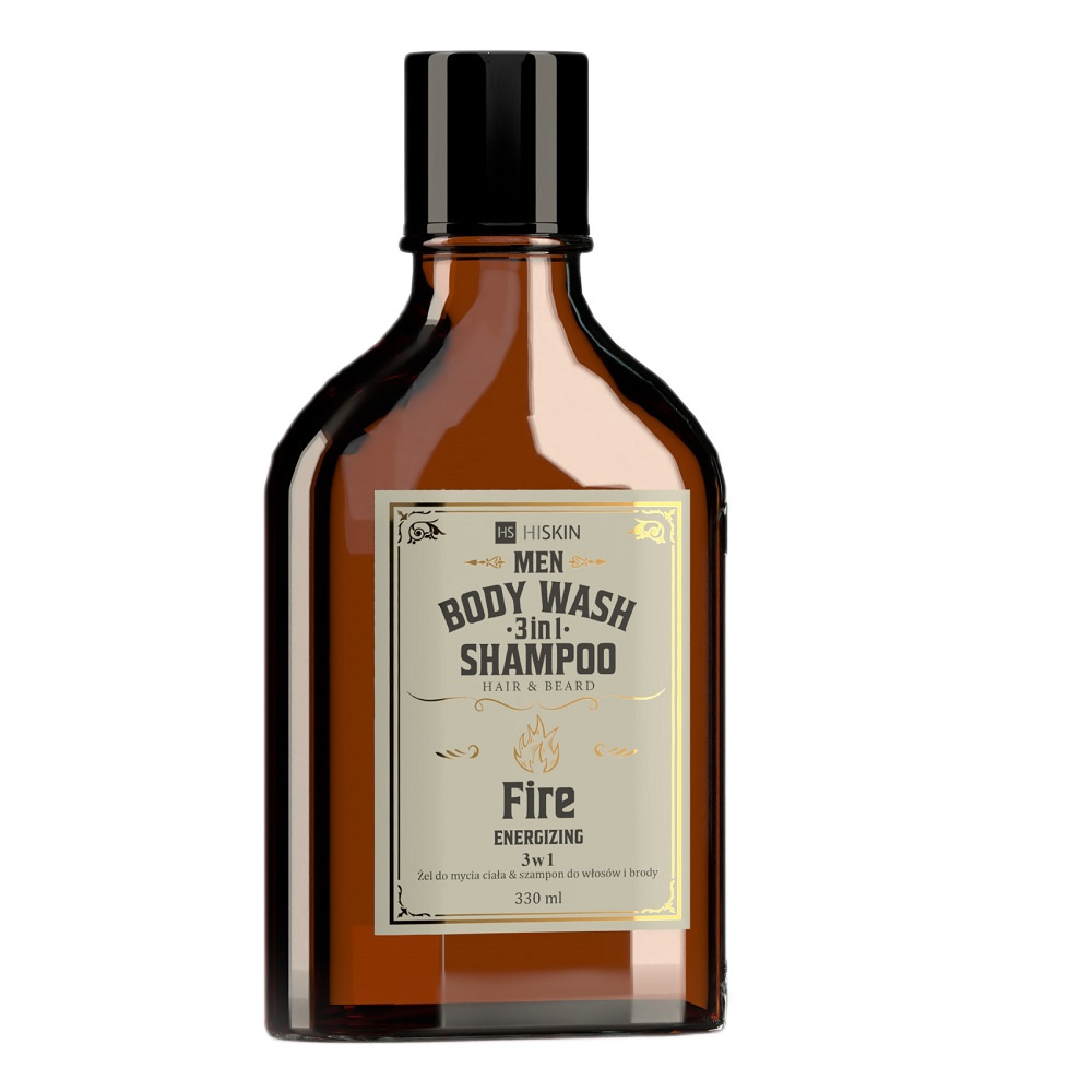 HISKIN Men Whisky Żel Do Mycia Ciała I Szampon Do Włosów I Brody 3w1 Fire 330ml