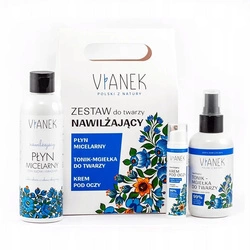 VIANEK SET Zestaw Do Twarzy Nawilżający Tonik - Mgiełka 150ml + Krem Pod Oczy 15ml + Płyn Micelarny 200ml