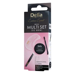 DELIA SET Brow Multi Set Do Brwi Pomada Do Brwi 1.1 4g + Pęseta + Szczoteczka Do Brwi + Aplikator 2szt.