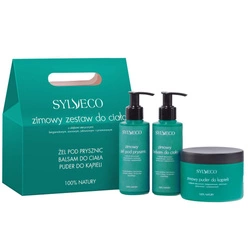 SYLVECO SET Zimowy Zestaw Do Ciała Zielony Żel Pod Prysznic 150ml + Balsam Do Ciała 150ml + Puder Do Kąpieli 150g