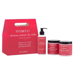 SYLVECO SET Zimowy Zestaw Do Ciała Czerwony Peeling Do Ciała 265ml + Żel Pod Prysznic 150ml + Olejek Do Ciała 250ml